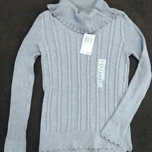 Jean Blue Turtleneck Patterned Sweater